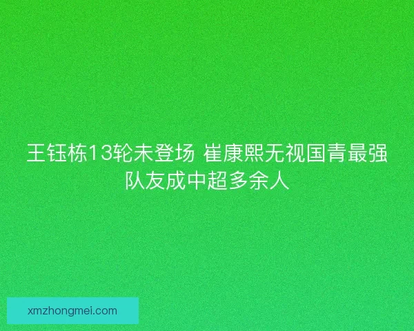 王钰栋13轮未登场 崔康熙无视国青最强队友成中超多余人