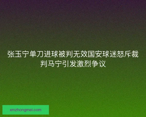 张玉宁单刀进球被判无效国安球迷怒斥裁判马宁引发激烈争议
