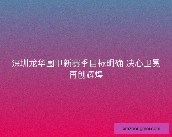 深圳龙华围甲新赛季目标明确 决心卫冕再创辉煌