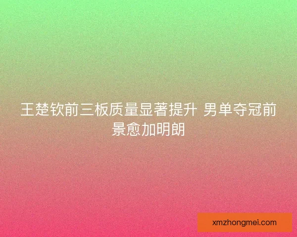 王楚钦前三板质量显著提升 男单夺冠前景愈加明朗